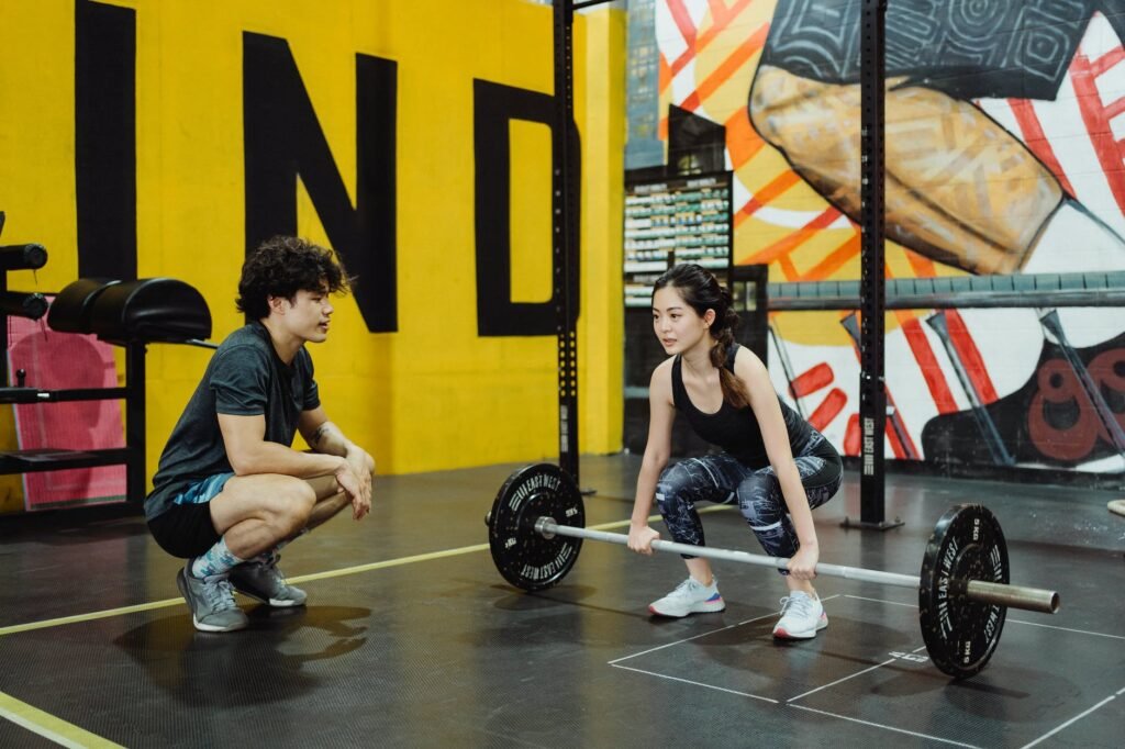 woman lifting weights